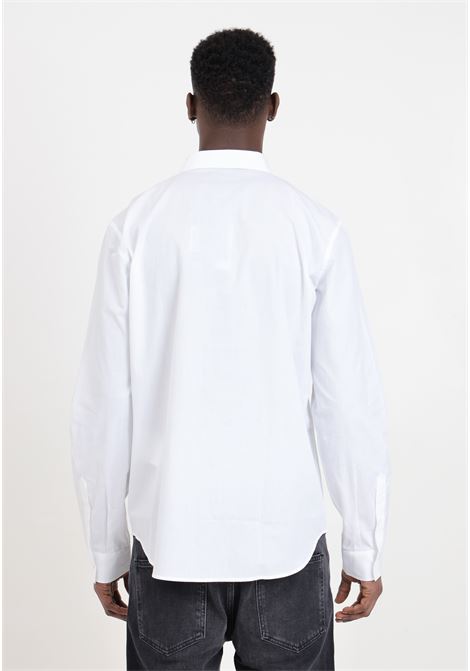 Camicia da uomo bianca con ricamo gotico color crema JUST CAVALLI | 76OAL2S1CN500003